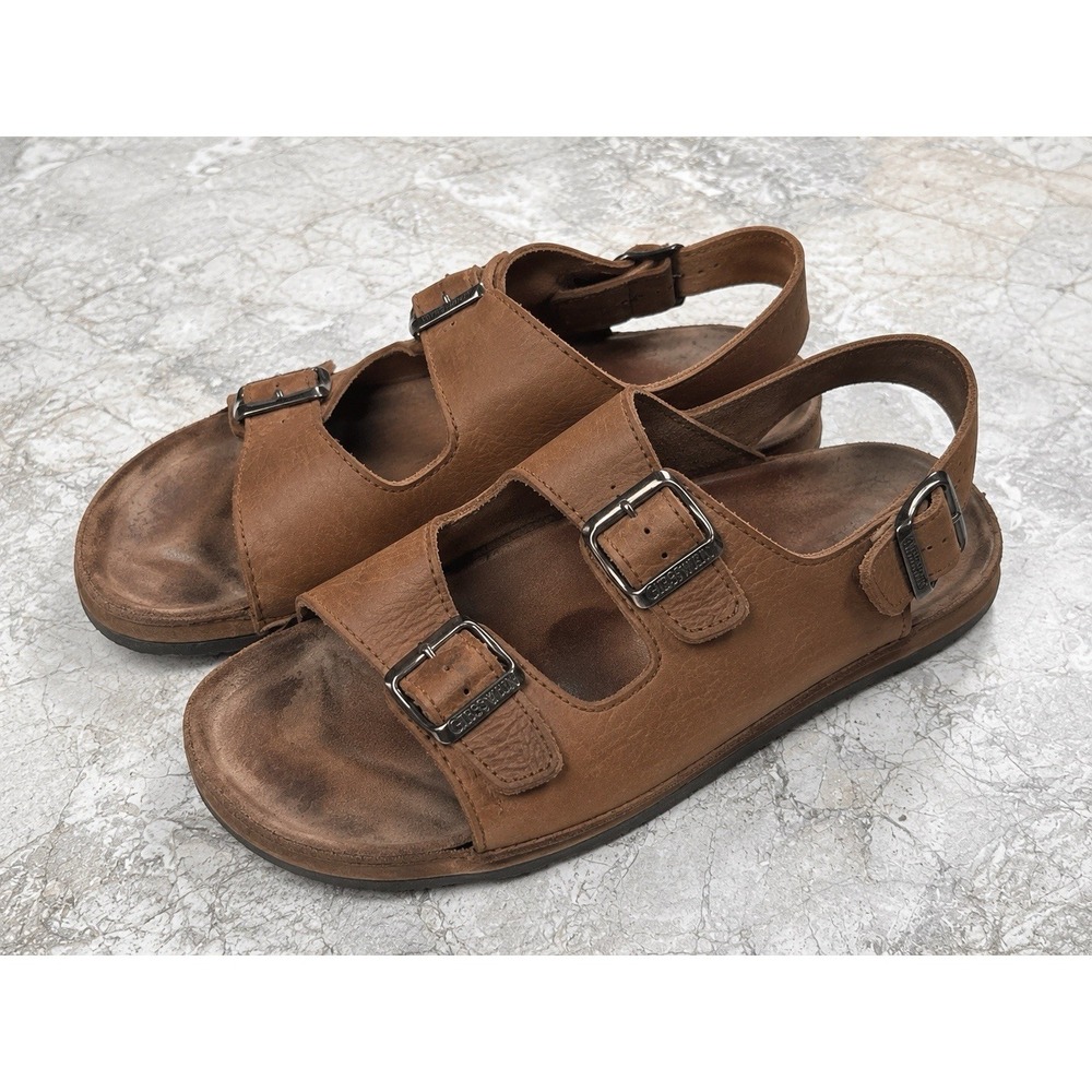 Giesswein Leather Sandals Brown Double Buckle Slingback Comfort Sandals EU 46